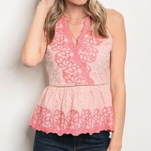 Crochet Embroidery Sleeveless Blouse